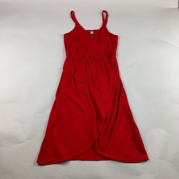 Old Navy Apple of My Eye Red Jersey Slub Knit Wrap Front Mini Dress M - Picture 1 of 7